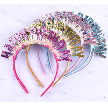 Load image into Gallery viewer, Glitter HAPPY BIRTHDAY Sequin Hair Band Birthday Party Decorations Kids Adult Girl Boy Silver Gold Blue Pink Rose Red Headbands Photograph Props
