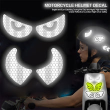 Load image into Gallery viewer, Pair Motorcycle Helmet Decal Waterproof Glasses Devil Horn Creative Night Warning Sign Reflective Sticker Exterior Accessories
