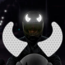 Load image into Gallery viewer, Pair Motorcycle Helmet Decal Waterproof Glasses Devil Horn Creative Night Warning Sign Reflective Sticker Exterior Accessories
