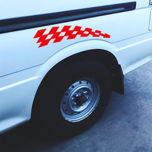 Load image into Gallery viewer, Pair Car Racing Stickers Vehicle Decals Plaid Wheel Flags Reflector Safety Vinyl Stickers Prevention
