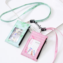 Load image into Gallery viewer, PU Leather Creative Marble Pattern Card Case Keychain Card Case Photo idol Bus ID Card Bank Card Case Key Chain
