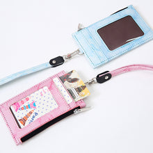 Load image into Gallery viewer, PU Leather Creative Marble Pattern Card Case Keychain Card Case Photo idol Bus ID Card Bank Card Case Key Chain
