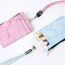 Load image into Gallery viewer, PU Leather Creative Marble Pattern Card Case Keychain Card Case Photo idol Bus ID Card Bank Card Case Key Chain
