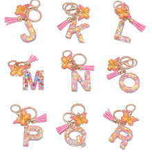 Load image into Gallery viewer, 26 Letter Pink Tassel Gradient Butterfly Resin Keychain Pendant Key Ring Women Bag Ornaments Accessories
