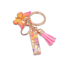 Load image into Gallery viewer, 26 Letter Pink Tassel Gradient Butterfly Resin Keychain Pendant Key Ring Women Bag Ornaments Accessories
