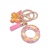 Load image into Gallery viewer, 26 Letter Pink Tassel Gradient Butterfly Resin Keychain Pendant Key Ring Women Bag Ornaments Accessories
