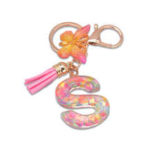 Load image into Gallery viewer, 26 Letter Pink Tassel Gradient Butterfly Resin Keychain Pendant Key Ring Women Bag Ornaments Accessories
