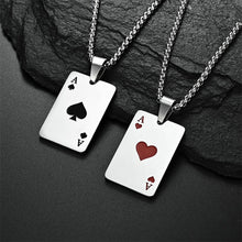 Load image into Gallery viewer, Lucky Spades Pendant Necklace Personality Heart Playing Card A Pendant Titanium Steel Red Black Silver Necklaces Jewelry
