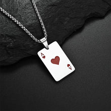 Load image into Gallery viewer, Lucky Spades Pendant Necklace Personality Heart Playing Card A Pendant Titanium Steel Red Black Silver Necklaces Jewelry

