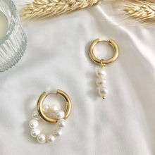 Load image into Gallery viewer, Asymmetric Natural Freshwater Artificial Pearl Earrings Trend Double Circle Dangle Earrings Unusual Women Geometric Earrings Jewelry
