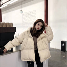 Load image into Gallery viewer, Women Stand Collar Thickened Cotton Padded Clothes Loose Warm Cotton Padded Jacket Winter Outwear
