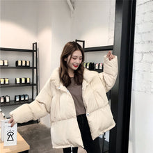 Load image into Gallery viewer, Women Stand Collar Thickened Cotton Padded Clothes Loose Warm Cotton Padded Jacket Winter Outwear
