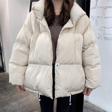 Load image into Gallery viewer, Women Stand Collar Thickened Cotton Padded Clothes Loose Warm Cotton Padded Jacket Winter Outwear
