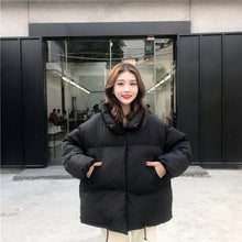 Load image into Gallery viewer, Women Stand Collar Thickened Cotton Padded Clothes Loose Warm Cotton Padded Jacket Winter Outwear
