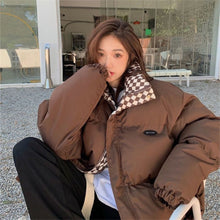 Load image into Gallery viewer, Women Winter Checkerboard Cotton Coat Vintage Fashion Thickened Loose Cotton Padded Jacket Warm Outwear
