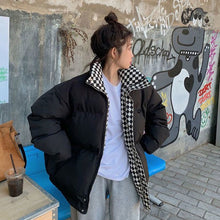 Load image into Gallery viewer, Women Winter Checkerboard Cotton Coat Vintage Fashion Thickened Loose Cotton Padded Jacket Warm Outwear
