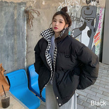 Load image into Gallery viewer, Women Winter Checkerboard Cotton Coat Vintage Fashion Thickened Loose Cotton Padded Jacket Warm Outwear
