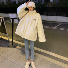 Load image into Gallery viewer, Women Stand Collar Lamb Wool Thickened Cotton Coat Cotton Padded Jacket Fashionable Loose Warm Winter Coat
