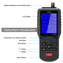 Load image into Gallery viewer, JD-3002 Air Quality Tester Multifunctional CO2 TVOC Meter Temperature Humidity Measuring Device CO2 Detector
