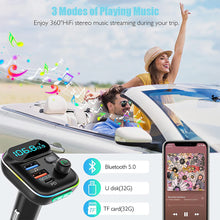 Load image into Gallery viewer, FM Transmitter in-Car Adapter Wireless Bluetooth 5.0 Radio Car Kit Type-C PD + QC3.0 Fast USB Charger Hands Free Calling
