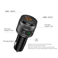 Load image into Gallery viewer, Car Charger Car Bluetooth Player U Disk QC3.0 Car Charger Hands-free FM FM Receiver FM Transmitter C57 Car MP3 Dual Port
