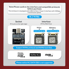 Load image into Gallery viewer, M2 SSD Case NVMe USB Type C Gen2 10Gbps PCIe SSD Enclosure M.2 NVMe Case External Adapter Box for 2230 2242 2260 2280 M2 SSD
