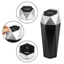 Load image into Gallery viewer, 1PC Car Trash Can Car Dustbin Diamond Design Leakproof Vehicle Trash Bin With Lid Garbage Bin For Automotive Car &amp; Home
