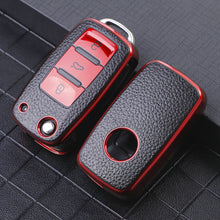 Load image into Gallery viewer, Leather TPU Car Key Case Cover Fob For VW Volkswagen Polo Tiguan Passat Golf MK Jetta Skoda Kodiaq Superb Octavia Seat
