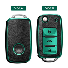 Load image into Gallery viewer, Leather TPU Car Key Case Cover Fob For VW Volkswagen Polo Tiguan Passat Golf MK Jetta Skoda Kodiaq Superb Octavia Seat
