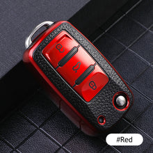 Load image into Gallery viewer, Leather TPU Car Key Case Cover Fob For VW Volkswagen Polo Tiguan Passat Golf MK Jetta Skoda Kodiaq Superb Octavia Seat
