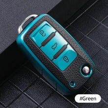 Load image into Gallery viewer, Leather TPU Car Key Case Cover Fob For VW Volkswagen Polo Tiguan Passat Golf MK Jetta Skoda Kodiaq Superb Octavia Seat
