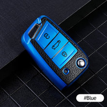 Load image into Gallery viewer, Leather TPU Car Key Case Cover Fob For VW Volkswagen Polo Tiguan Passat Golf MK Jetta Skoda Kodiaq Superb Octavia Seat
