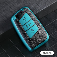 Load image into Gallery viewer, Leather TPU Car Key Case Cover Fob For VW Volkswagen Polo Tiguan Passat Golf MK Jetta Skoda Kodiaq Superb Octavia Seat
