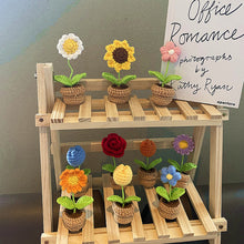 Load image into Gallery viewer, 1pc Knit Flower Hand-Knitted Fake Flowers Hand-woven Rose Tulips Sunflower Daisy Potted Wedding Decoration Valentine's Mother's Teacher's Day Gift Creative Knitting Bouquet
