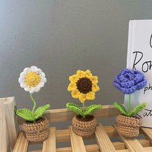 Load image into Gallery viewer, 1pc Knit Flower Hand-Knitted Fake Flowers Hand-woven Rose Tulips Sunflower Daisy Potted Wedding Decoration Valentine's Mother's Teacher's Day Gift Creative Knitting Bouquet
