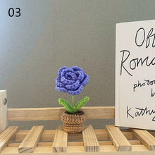 Load image into Gallery viewer, 1pc Knit Flower Hand-Knitted Fake Flowers Hand-woven Rose Tulips Sunflower Daisy Potted Wedding Decoration Valentine's Mother's Teacher's Day Gift Creative Knitting Bouquet
