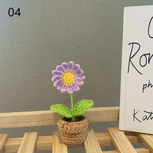 Load image into Gallery viewer, 1pc Knit Flower Hand-Knitted Fake Flowers Hand-woven Rose Tulips Sunflower Daisy Potted Wedding Decoration Valentine's Mother's Teacher's Day Gift Creative Knitting Bouquet
