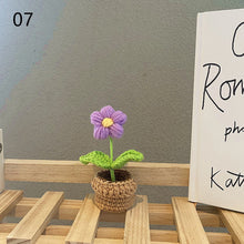 Load image into Gallery viewer, 1pc Knit Flower Hand-Knitted Fake Flowers Hand-woven Rose Tulips Sunflower Daisy Potted Wedding Decoration Valentine's Mother's Teacher's Day Gift Creative Knitting Bouquet
