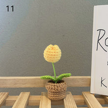 Load image into Gallery viewer, 1pc Knit Flower Hand-Knitted Fake Flowers Hand-woven Rose Tulips Sunflower Daisy Potted Wedding Decoration Valentine's Mother's Teacher's Day Gift Creative Knitting Bouquet
