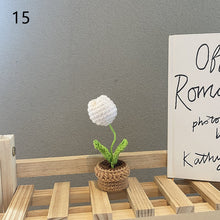 Load image into Gallery viewer, 1pc Knit Flower Hand-Knitted Fake Flowers Hand-woven Rose Tulips Sunflower Daisy Potted Wedding Decoration Valentine's Mother's Teacher's Day Gift Creative Knitting Bouquet
