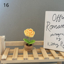 Load image into Gallery viewer, 1pc Knit Flower Hand-Knitted Fake Flowers Hand-woven Rose Tulips Sunflower Daisy Potted Wedding Decoration Valentine's Mother's Teacher's Day Gift Creative Knitting Bouquet
