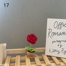 Load image into Gallery viewer, 1pc Knit Flower Hand-Knitted Fake Flowers Hand-woven Rose Tulips Sunflower Daisy Potted Wedding Decoration Valentine's Mother's Teacher's Day Gift Creative Knitting Bouquet
