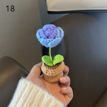 Load image into Gallery viewer, 1pc Knit Flower Hand-Knitted Fake Flowers Hand-woven Rose Tulips Sunflower Daisy Potted Wedding Decoration Valentine's Mother's Teacher's Day Gift Creative Knitting Bouquet
