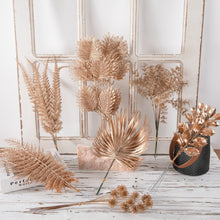 Load image into Gallery viewer, Gold -Tone Series Plastic Artificial Flowers Eucalyptus Ginkgo Leaf Coins Leaf Heart Grass Wedding Festival Decoration
