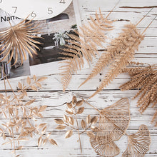 Load image into Gallery viewer, Gold -Tone Series Plastic Artificial Flowers Eucalyptus Ginkgo Leaf Coins Leaf Heart Grass Wedding Festival Decoration
