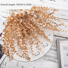 Load image into Gallery viewer, Gold -Tone Series Plastic Artificial Flowers Eucalyptus Ginkgo Leaf Coins Leaf Heart Grass Wedding Festival Decoration
