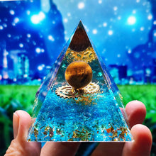 Load image into Gallery viewer, Energy Generator Pyramid Amethyst Peridot Natural Healing Stone Crystal Reiki Meditation Orgone Chakra Orgonite Pyramid for Room Decor
