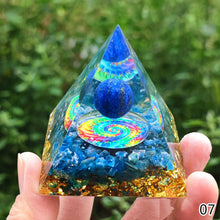 Load image into Gallery viewer, Energy Generator Pyramid Amethyst Peridot Natural Healing Stone Crystal Reiki Meditation Orgone Chakra Orgonite Pyramid for Room Decor
