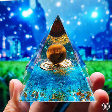 Load image into Gallery viewer, Energy Generator Pyramid Amethyst Peridot Natural Healing Stone Crystal Reiki Meditation Orgone Chakra Orgonite Pyramid for Room Decor
