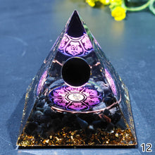 Load image into Gallery viewer, Energy Generator Pyramid Amethyst Peridot Natural Healing Stone Crystal Reiki Meditation Orgone Chakra Orgonite Pyramid for Room Decor
